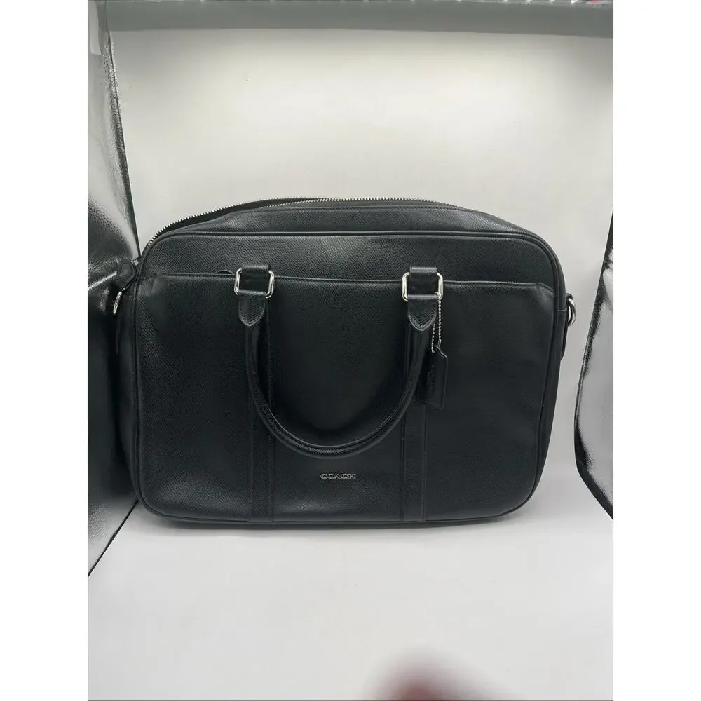 Coach Metropolitan Black Leather Briefcase Handbag Laptop Bag AS IS DAMAGED READ